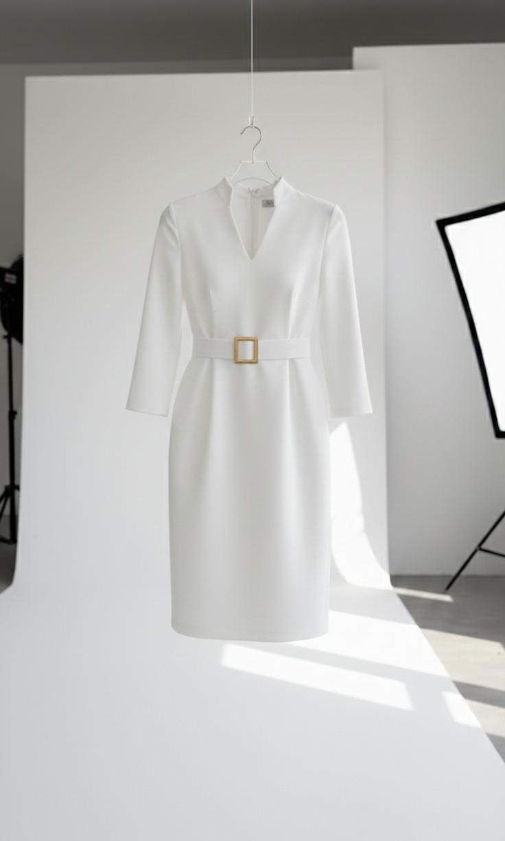 Aura - Vestido V con cuello elevado